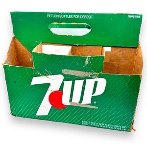 1970s Vintage 7UP Soda Cardboard Carrier Holds 8 16oz Glass Bottles Not Included